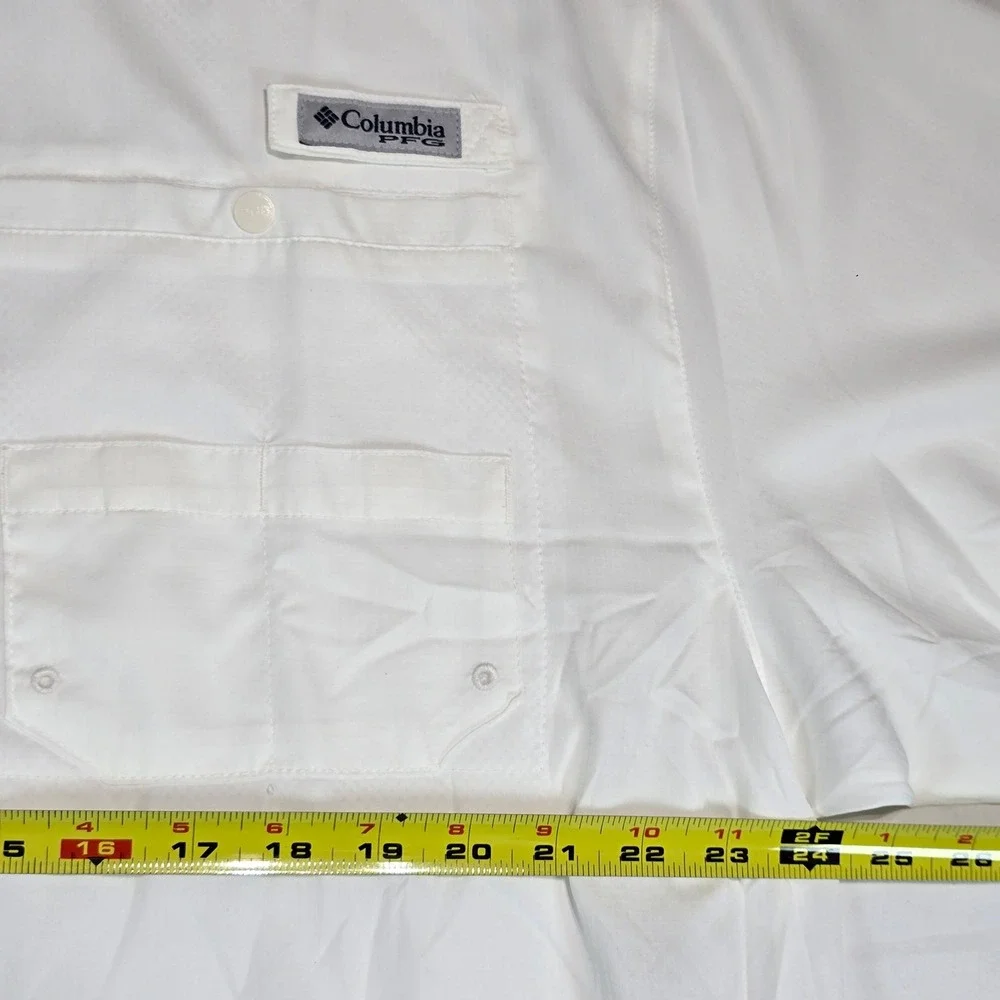 Columbia PFG Tamiami II Fishing Shirt Mens XL White Short Sleeve UPF 40 FM7266‎